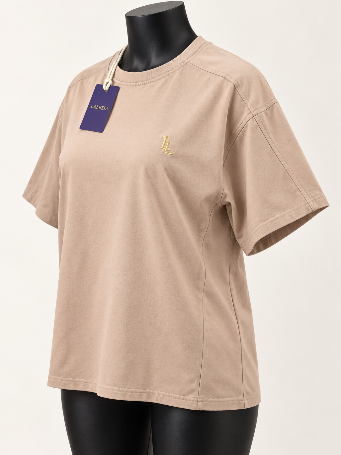 Lalesia Oversize comfort t-shirt Beige – Linke Seitenansicht